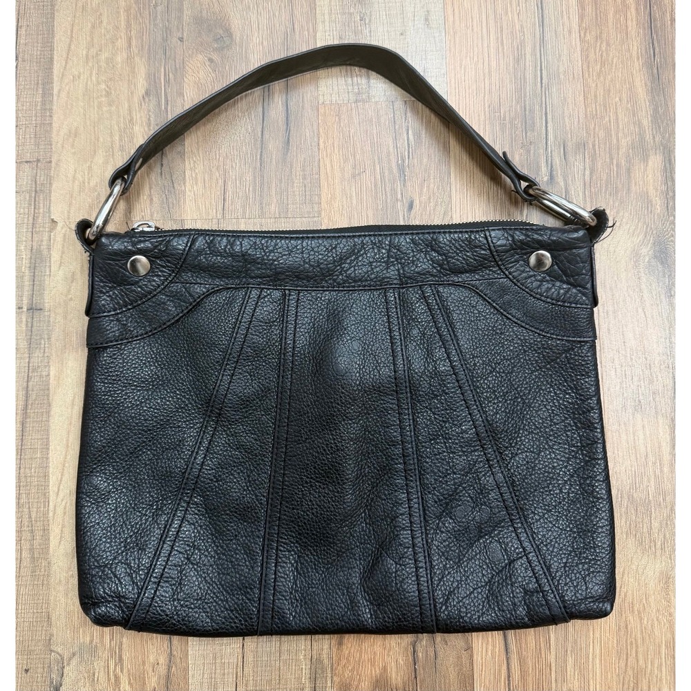 HOBO International Black Pebbled Leather Shoulder Hobo Bag Purse Zip
